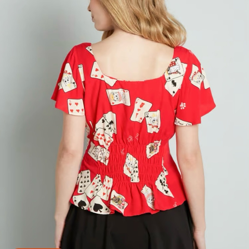🎊  ModCloth X Collectif Dealing With The Cuteness Top Size UK 6 US Small - Picture 2 of 7